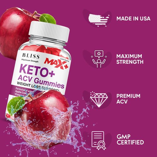 (2 Pack) Bliss Max+ ACV Gummies, Higher Potency, Official Bliss Max+ Gummies, 2X Stronger Apple Cider Vinegar Gummy, 2 Month Supply
