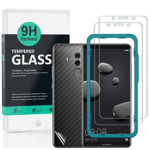 Ibywind Screen Protector For Huawei Mate10 Pro,with 2Pcs Tempered Glass,1Pc Backing Carbon Fiber Film [Fingerprint Reader,Easy to install]
