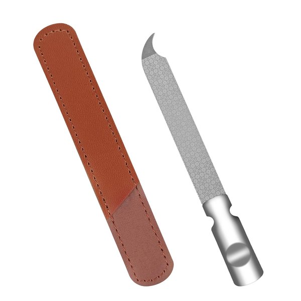 Metal Nail File for Natural Nails, Stainless Steel Nail Files with Sharp Pointed Tip Fingernail File Sheath Case Double Sided Curved Reusable Nail File Manicure Tools Home Salon Travel Use Men Women