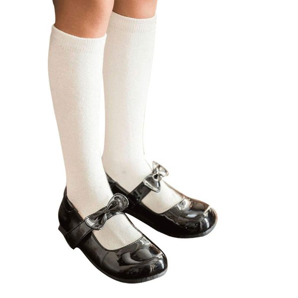 COTTON DAY 3 Pack Kids Girls Soft Knee High School Uniform Dress Socks Seamless Toe 6-8 Years White M (8)