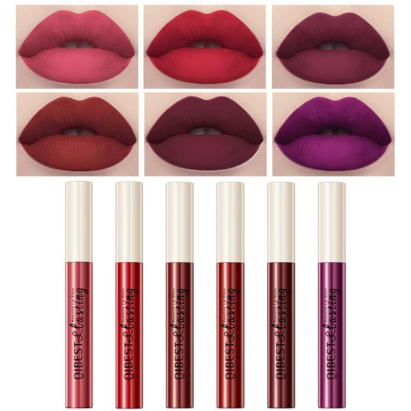 MAEPEOR Matte Liquid Lipstick Set 6PCS Smooth Creamy Velvet Lipstick Long-Lasting Waterproof Smudgeproof Lip Gloss for Women and Girls (Matte, 6PCS-02)