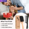 Bsisme Hair Brush-Boar Bristle Hairbrush with Detangling Pins Wooden Paddle Detangler Hairbrush for Women Men Reduce Frizz Dry Restore Natural Shine