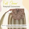 Full Shine Ponytail Hair Extensions Human Hair for Women Long Straight Ponytail Extensions Remy Human Hair Highlighted Ash Brown and Platinum Blonde 80Grams Hair Clip Ponytail Extensions 22Inch