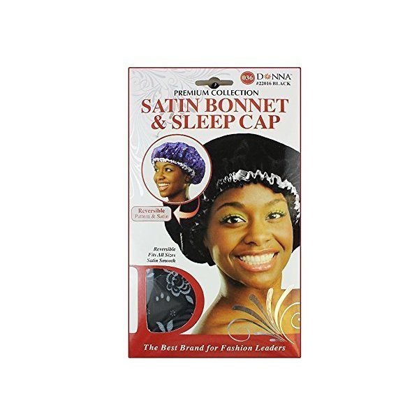 DONNA Flower Pattern Sleep Cap Hair Sleep Shower Cap Bonnet satin Bonnet for Sleeping Hat BLACK COLOR