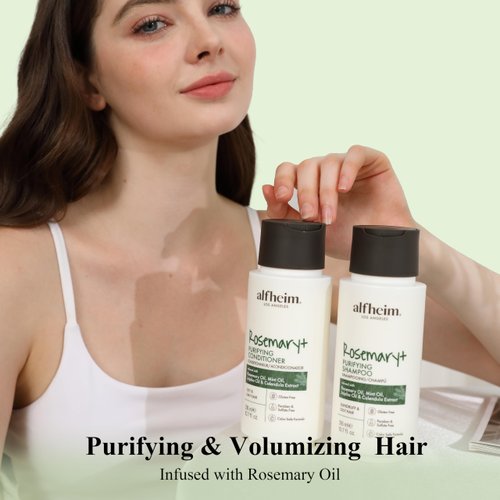 Alfheim Rosemary+ Purifying Shampoo & Conditioner Set | Rosemary & Peppermint Oil for Scalp Refresh & Oil Control | Jojoba & Calendula for Hydration & Shine | Sulfate-Free, Color-Safe | 10.7 oz Each