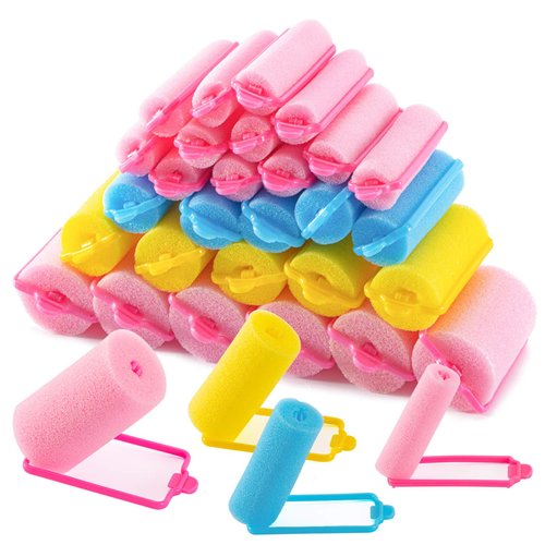 MAQIHAN 29PCS Foam Hair Rollers - Heatless Hair Curler for Short/Long Hair in Random Colors - Sponge Rollers for Hair Curling Overnight - Suitable for All Hair Types