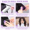 Hair Curlers Rollers, 12Pcs Big Hair Rollers Self Grip Holding Curlers with 12Pcs Stainless Steel Duckbill Clips for Long Medium Thick Hair Volume (Purple)