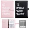 2Pcs 100 Envelopes Money Saving Challenge, 100 Envelope Challenge Binder, Easy and Fun Way to Save $5,050, Budget Book Binder Savings Challenges with Cash Envelopes (Black+Pink)