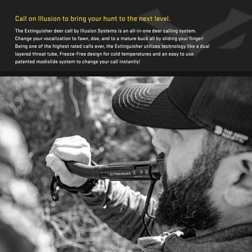 Illusion Systems Extinguisher Deer Call - Hunting Accessories for Men - Adjustable Pitch with Realistic Sounds - Freeze Resistant (Black)
