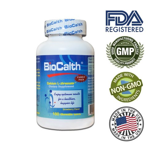 BioCalth® Chewable L-threonate Calcium Tablets, Strawberry Flavor, Patented Calcium Supplement