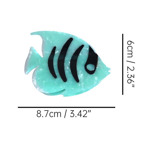 Fantasy Stripe Fish Hair Clip,Acetate Hair Clip,Big Claw Clip for Women,Cyan