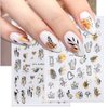 Gold Nail Art Stickers Decals, 3D Bronzing Exquisite Pattern Nail Art Supplies Luxury Self-Adhesive Graffiti Fun Leopard Print Botanical Abstract Line Design DIY Acrylic Nail Art Decoration 9 Sheets