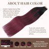 GOO GOO Tape in Hair Extensions, Real Human Hair, Seamless Straight Tape in Hair Extensions, Jet Black to Red, 20pcs 16inch