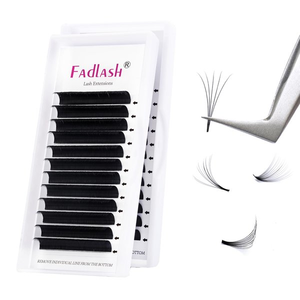 FADLASH Volume Lash Extensions Multi Length Easy Fan Lashes .03 .05 .07 Automatic Blooming Eyelash Extensions C D DD L Curl (0.07-D, Camellia 11-12-13mm)
