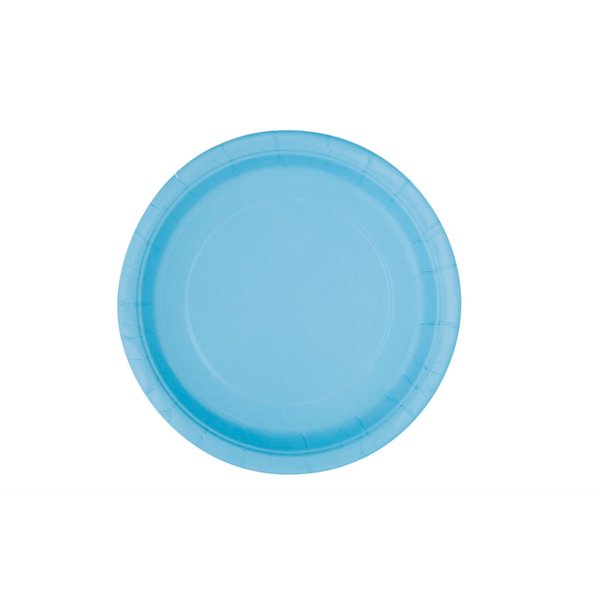 Lovely Powder Blue Solid Round Dinner Plates - Vibrant 9" (Pack of 16) - Sturdy & Stylish - Perfect for Birthdays, Showers & Celebrations