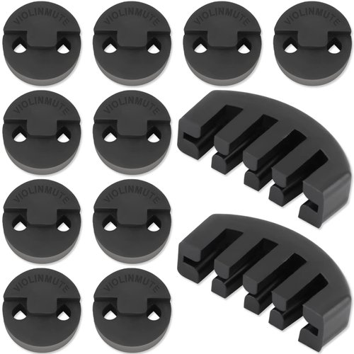 Rubber Violin Practice Mute Set, 10 Pack Round Tourte Style Mute for Violin and Small Viola & 2 Pack Claw Style 4/4 Violin Practice Mute,Ultra Practice Silencer(Black)