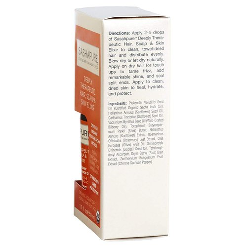 SASHAPURE Deeply Therapeutic Hair Scalp & Skin Elixir, Organic Hair Serum with Sacha Inchi Oil - Strengthen, Shine, Protection, 1.7 fl.oz.
