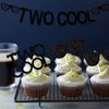 Set of 25 LaVenty Two Cool Banner Black Glittery Two Cool Cupcake Topper Sunglasses Party Supplies Decoration