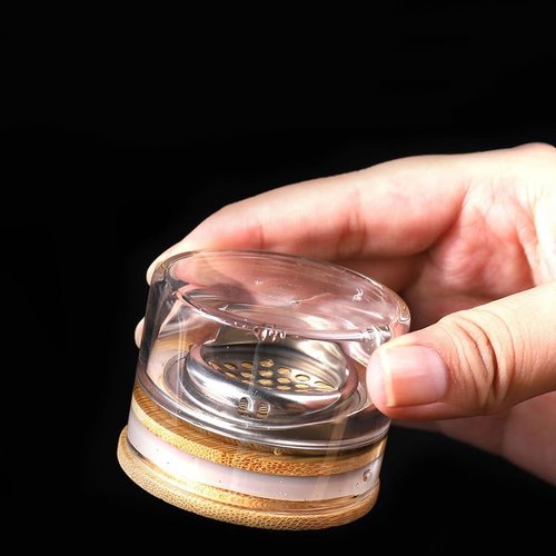 2Pcs Glass Nail Art Brush Cleaner Cup Acrylic Liquid Powder Dappen Cup Dish Nail Pen Brush Washing Cup Container Glassware with Wooden Lid & Stainless Steel Filter for Nail Art Manicure Care Tools
