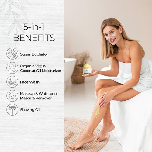 Pure & Coco Moisturizing Exfoliator: Organic Coconut Oil & Tangerine, Skincare Beauty Scrub - Moisturizer for Face, Body, Facial Exfoliator & Shaving Oil, Sugar Exfoliant - Dry & Eczema Skin (27.8oz)