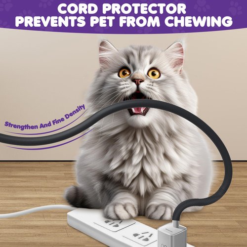 UOMTFAI Cord Protector for 1 Cord 6.6ft 3/10 Inch, Flexible Cord Protectors from Pets No Chew Cable Management Cable Sleeve, Cable Organizer Cord Cover for USB Power Cords Audio and Video Cords