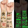 Qpout 18 Sheets Glow In The Dark Music Rock Band Star Temporary Tattoos,Luminous Guitar Rock and Roll Fake Tattoos Stickers for 90s Themed Birthday Party Decorations Favors Supplies Carnival