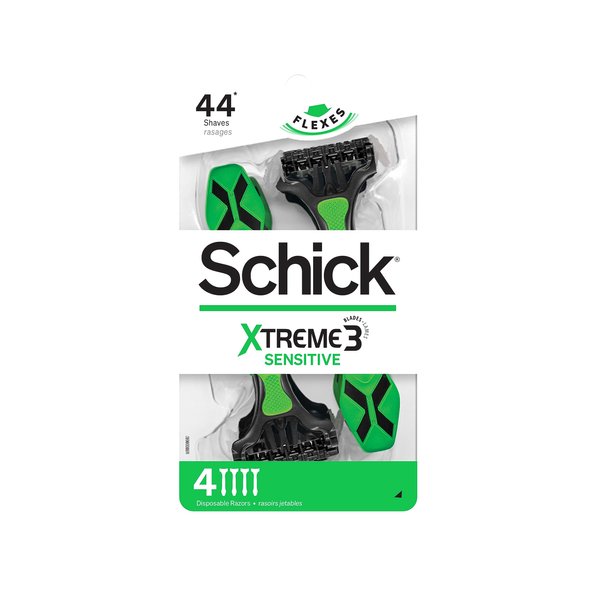 Schick Xtreme 3 Sensitive Skin Disposable Razors for Men, Disposable Razors, 4 Count (Pack of 3 ), Packaging May Vary