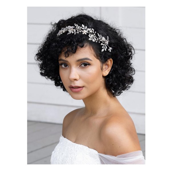 SWEETV Rhinestone Wedding Headband Crystal Bridal Headpieces for Wedding hair piece for bride hair vine Hair Accessories for Women and Girls Silver