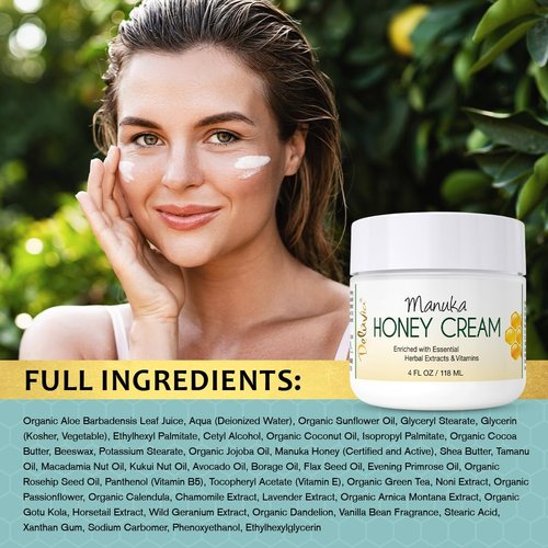 DELÚVIA Day & Night Manuka Honey Cream for Face & Body Soothing, Hydrating, & Non-Greasy Premium Manuka Honey Lotion Moisturizer for Dry Skin, Moisturizing Lotion for All Skin Types 4 Fl. Oz 2 Pack