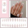 DANMANR Square Press on Nails Short Fake Nails French Acrylic Full Cover False Nails for Women and Girls 24PCS (White Pearl)