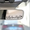 3x Hello Beautiful Rearview Mirror Decal, Vanity Mirror Stickers, Rear View Mirror Vinyl Decal, Car Accessories Gifts, Car Decal For Women, Car Window Decal, Self Affirmations Decal
