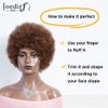 JOEDIR HAIR Short Afro Human Hair Wigs for Black Women Mixed Brown Afro Curly Wig Soft and Bouncy Glueless Wig 130% Density (Color: P4/30)
