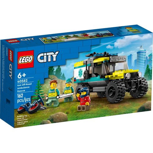 LEGO 40582 City 4x4 Off-Road Ambulance Rescue Limited Edition 2023 Set 6+ 162 Pieces with Cool Off-Road Vehicle and 3 Minfigures, Yellow Green and Red as Main Colours