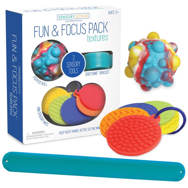Sensory Genius Fun & Focus Pack: Textures Fidget Toy Set with Diverse Textures & Colors - Ages 5 & Up