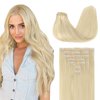 GOO GOO Clip in Hair Extensions Real Human Hair, 16inch 110g 7Pcs, 60A Platinum Blonde, Remy Human Hair Extensions Clip ins for Women, Natural Human Hair