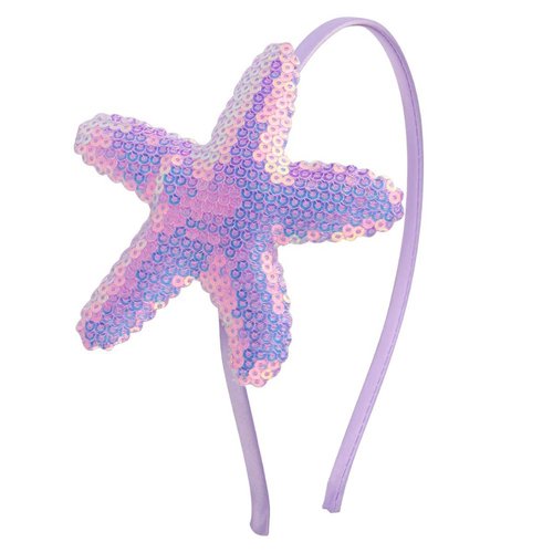 Star Headband Laser Star Glitter Hair Band Starfish Sequin Hair Accessories Girls Women Birthday Seaside Pool Party (Laser Lavender)