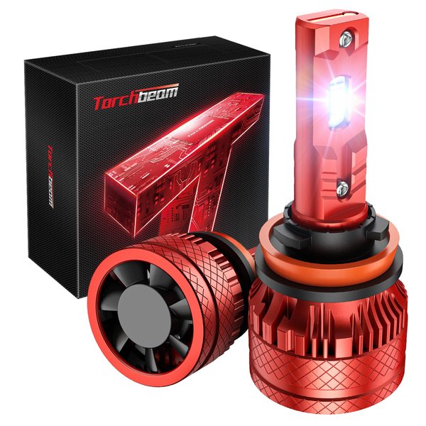 Torchbeam Upgraded H11 Bulbs Cool White, H8 H9 H16 Bulbs with Cooling Fan Plug and Play, Pack of 2