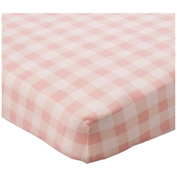 HonestBaby Girls Organic Cotton Changing Pad Cover, Peach Skin Painted Buffalo Check, One Size