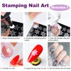 Nail Stamper Nail Art Brushes, French Tip Nail Stamp Clear Nail Art Stamper Jelly with Scraper, 15pcs Nail Pen Brushes, Soft Silicone Stamper Printer DIY French Tip Nail Stamping Manicure Tool