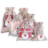TheDisplayGuys - 6 Pack - 6x9 Gift Bags with Drawstring - Muslin Cotton Canvas (Santa Claus, Medium) for Christmas Presents, Party Favors