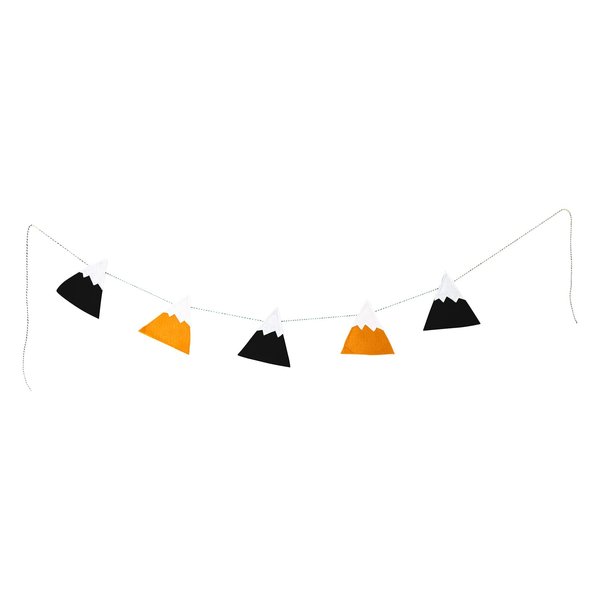 ELLA & MAX Kids Nursery Decor Mountain Garland Banner Black & Mustard Felt Bunting Woodland Theme Nursery, Rustic Nursery Decor. Handmade in USA.