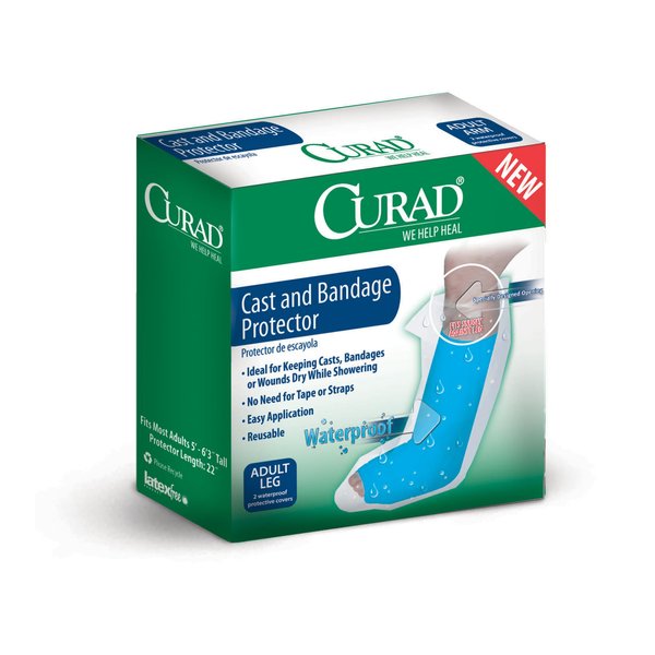 Curad Cast Protector, Protects Bandages or Wounds, Adult Leg, Reusable, 2 Count,Blue