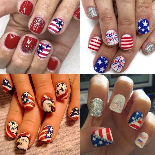 10 Sheets 4th of July Nail Art Stickers Patriotic Nail Decals 3D Self-Adhesive American Flag Independence Day Flame Butterfly Heart Nail Design Sticker Memorial Day Nail Decals for Holiday Nails