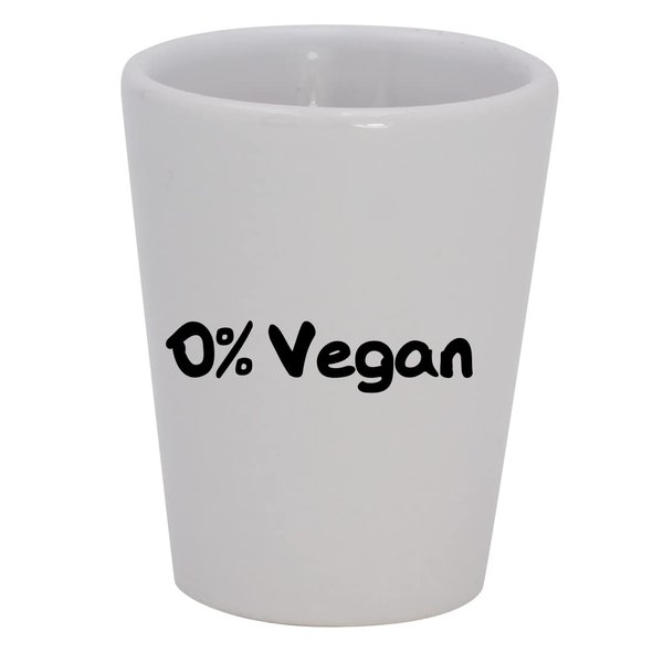 Knick Knack Gifts 0% Vegan - 1.5oz Ceramic White Shot Glass