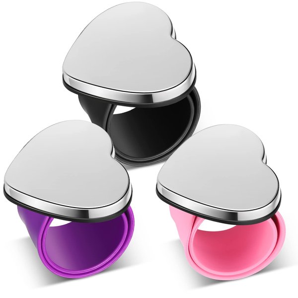 Jexine 3 Pcs Magnetic Pin Holder Magnetic Wristband for Hair Stylist Wrist Sewing Pincushion Hair Clips Collector Bobby Pin Magnet Holder for Braiding Quilting Supply(Heart)
