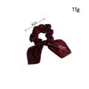 Solid Colors Hair Scrunchies Cute Bunny Ears Hair Ties Ponytail Holders with Bow Women Girls (4 Colors-D-Red wine,Dark green,Navy blue,Maroon)