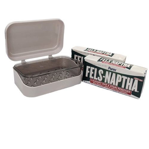 Fels Naptha Laundry Stain Remover Detergent Bar 5oz (Pack of 2) with BlehBlu Soap Box