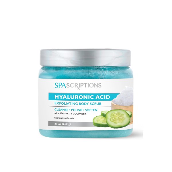 Spascriptions Hyaluronic Acid Exfoliating Body Scrub, 21 oz, Ultra Hydrating and Exfoliating Scrub for Nourishing Essential Body Care