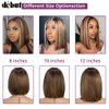 DÉBUT Short Bob Ombre Highlight Blonde Brown Lace Front Wigs Human Hair Wigs Middle Part Wigs Brazilian Virgin Straight Hair 13x4x1 T Part Wigs for Black Women Piano Color 10 Inches