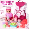 TUZT Baby Doll Accessories Playset, Baby Doll Care Toys with Changing Bag Backpack Feeding Set Baby Doll Nappies Bottle Bath, Birthday Toys for Kids Girls (Baby Doll Not Included)